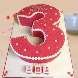 Red Three Number Cake